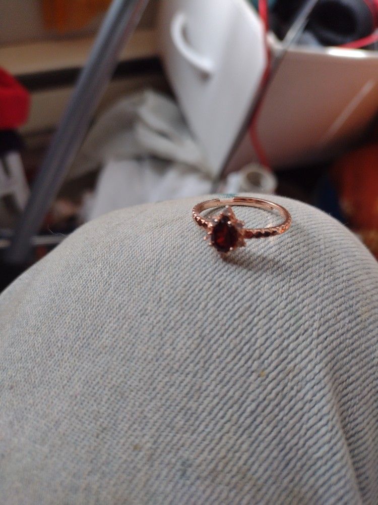 Rose Gold Diamond And Pearls Shapes Garnets On Silver 