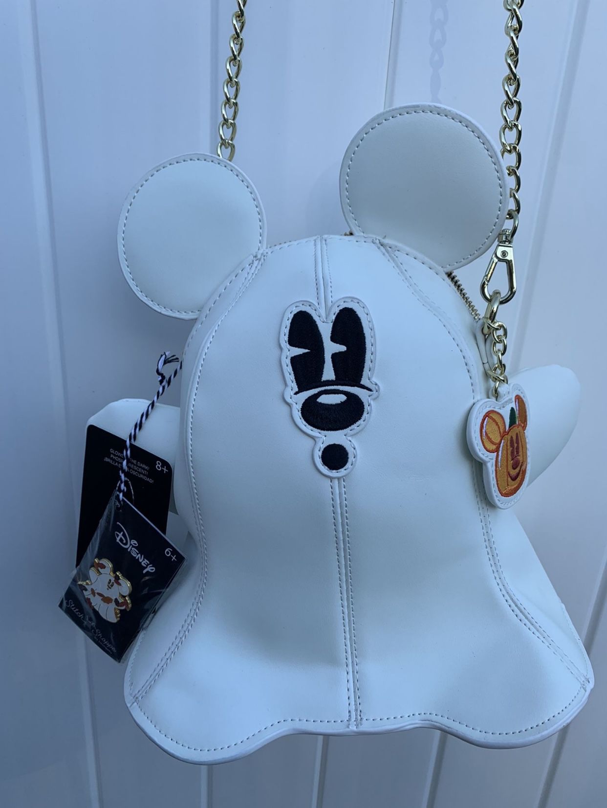 Loungefly Disney Mickey Ghost Purse Crossbody Bag With Fall Pin