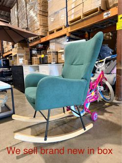 Nursery Rocking Chair, Accent Rocker Glider Side Chair with High Backrest for Nursery Living Room Bedroom Office,Green