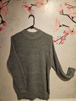 Gray Knit Mock Neck Sweater