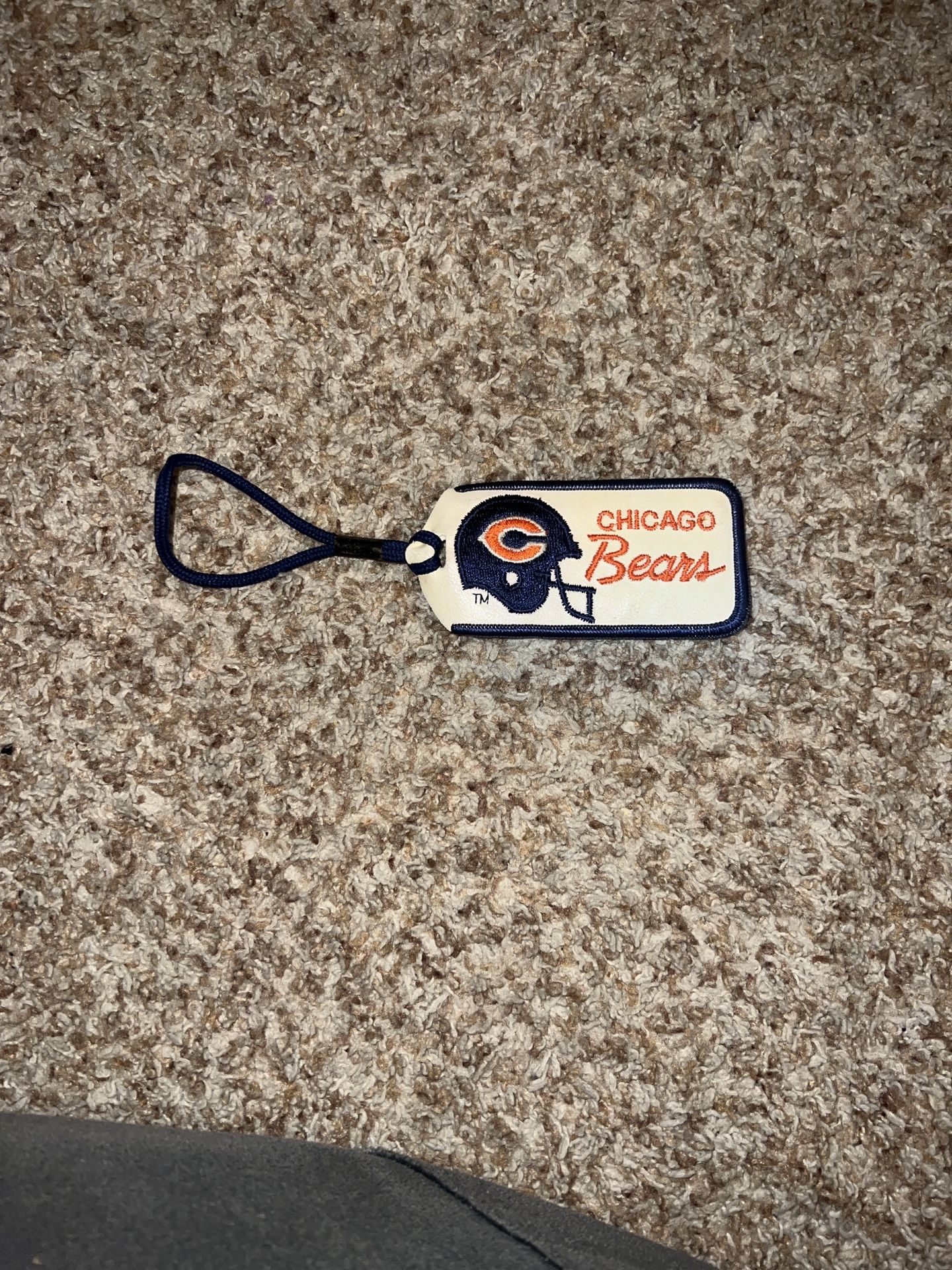 vintage chicago bears luggage tag. Lil discolored from age. Name card has been filled out
