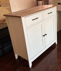 Farmhouse Kitchen Storage Cabinet with Drawers & Adjustable Shelf