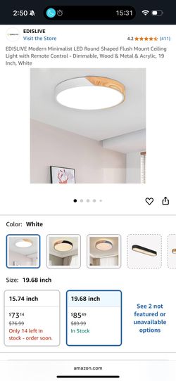 Brand New Dimmable LED Wood Flush Mount Ceiling Light Fixture 19 Inch