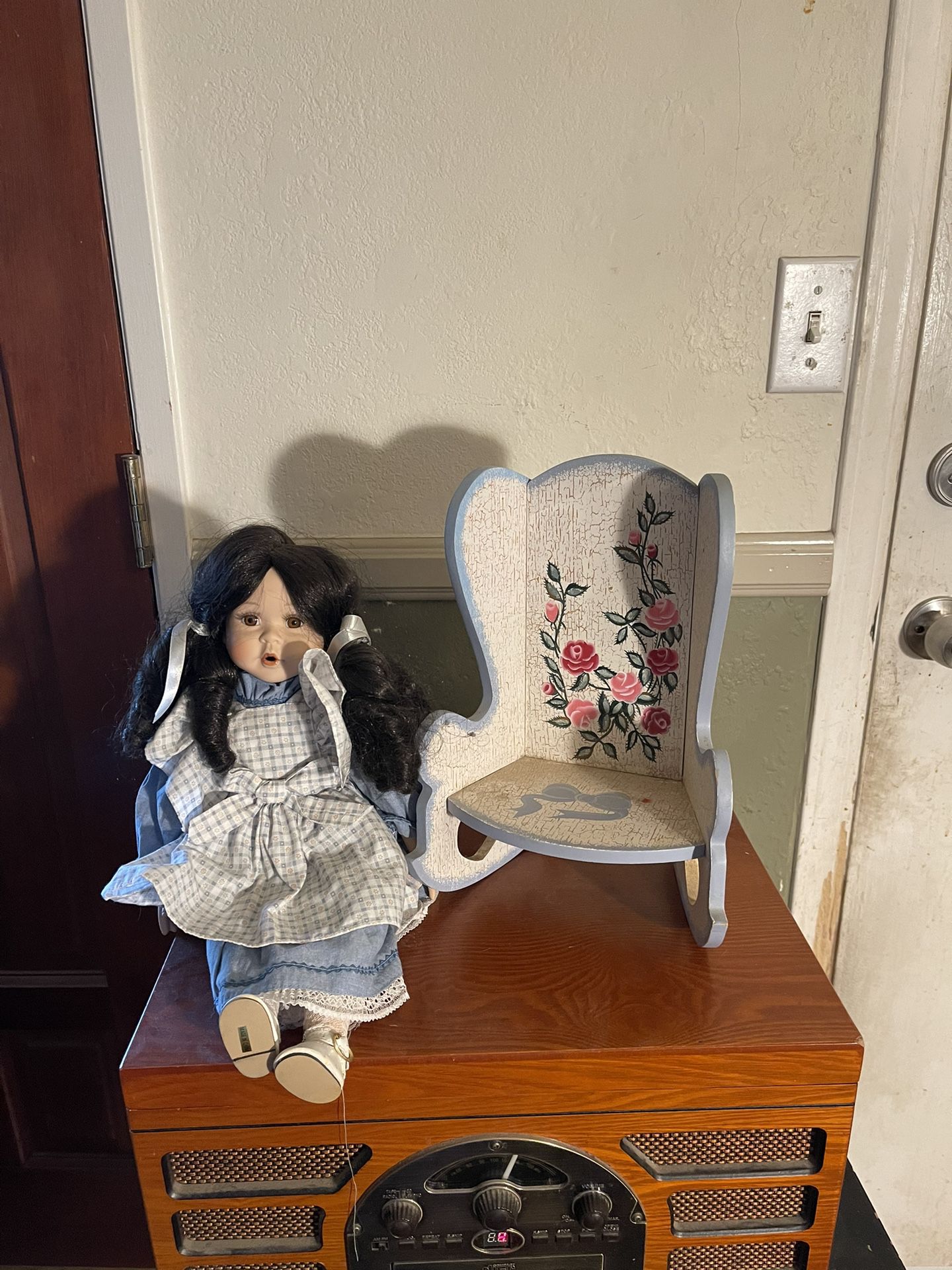 Porcelain Doll And Chair