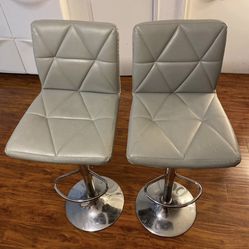 Grey Faux Leather Bar Stools 