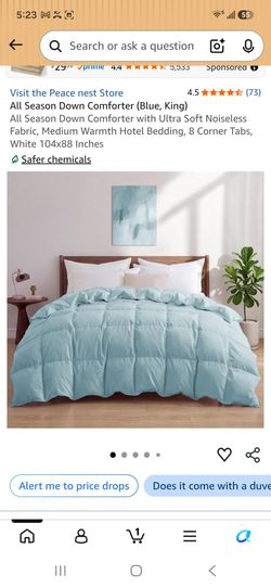 Peace Nest All Season Down Comforter King Blue