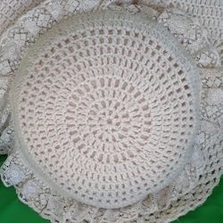 Vintage Hand-Crocheted Pillow Set of 4. 10x10" & 12x12", Bone