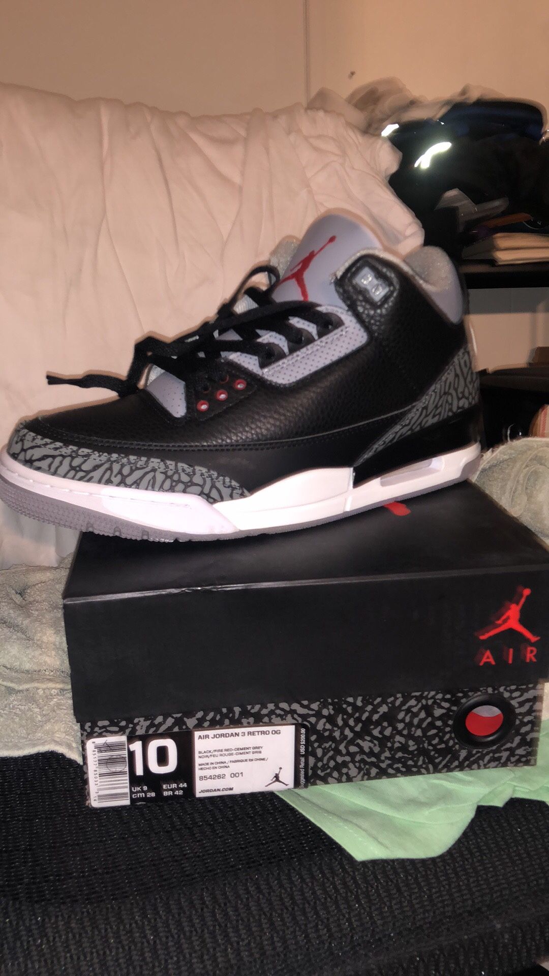 Retro Jordan 3s White Cement Size 10 $$180