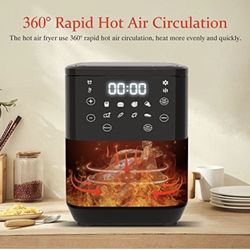  Air Fryer,3.4Qt Small Electric Hot Air Fryer Oilless Cooker 1200W with 8 Presets,LCD Touch Screen,Nonstick Basket(Black)