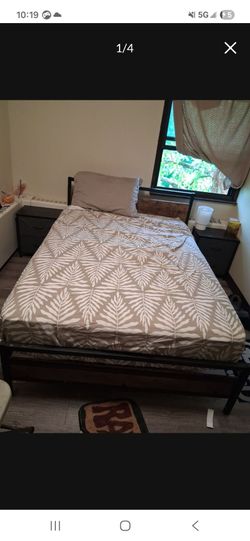 Bed frame and mattress and two stands for 175 pickup only aurora IL 60505