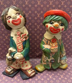 Two Vintage Clown Figures  from Bogota Colombia