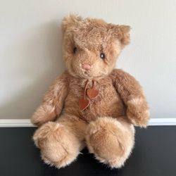 Vintage Gund Collectors Classic Teddy Bear Brown 1986 Suede Heart Pendants 15in