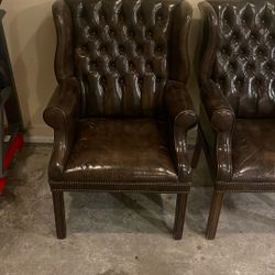 Leather Look Wingback Chairs 