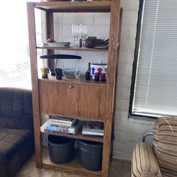 Vintage Freestanding Oak Shelf