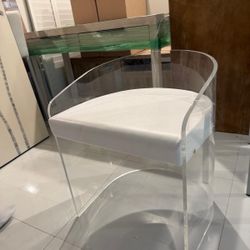 Clear Lucite / Acrylic Accent Chair with White Cushion