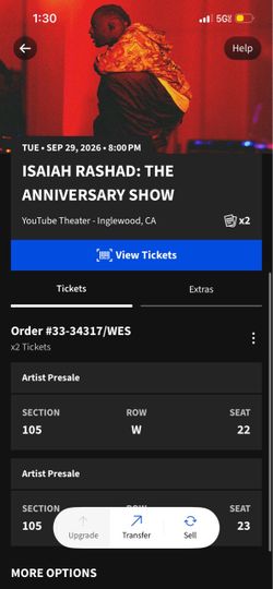 Isaiah Rashad concert ticket
