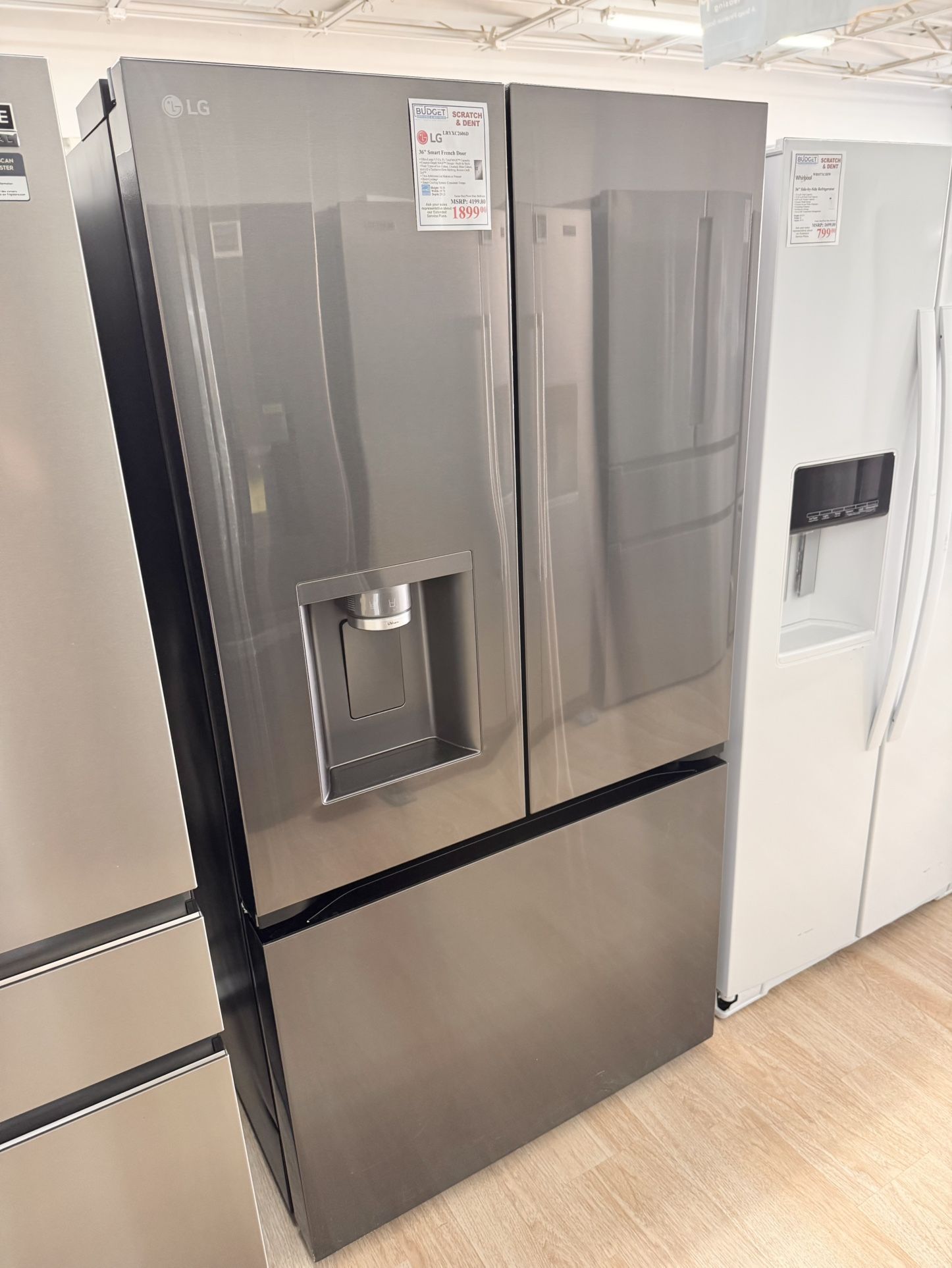 New LG 26 Cu. Ft. Counter-Depth French Door Refrigerator 36-Inch Wide ADA in PrintProof Black Stainless Steel - LRYXC2606D