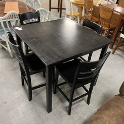 Black counter height table set (in store)