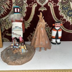 Vintage Indian Tee Pee & Tribal Figures 