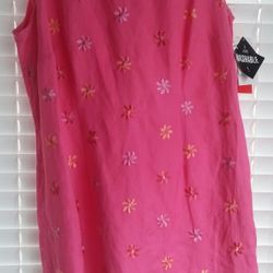 R & K Linen/Rayon Pink Azalea Sheath Sleeveless Dress/18W/Never Worn 