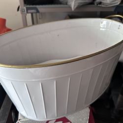 White And Gold Metal Beverage Tub - For Weddings