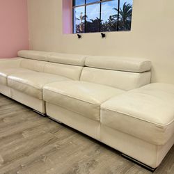 Leather White Sofa Right Chaise Sectional