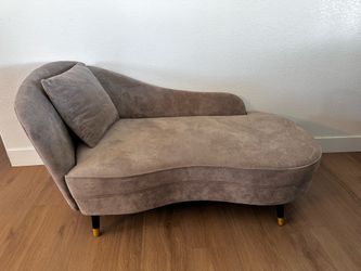 Brand New Montclair Mid-Century Modern Curved Upholstered Chaise Lounge with Lumbar Pillow