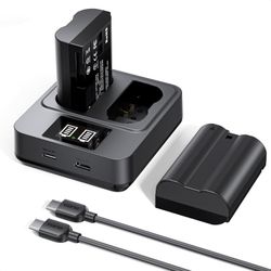 llano 20W LP-E6P Fast Battery Charger - Dual Slot for Canon EOS R5,R5 C R6 Mark II, 5D 6D 7D Mark II III IV, 5DS, 60D, 70D, 80D, 90D Cameras, USB-C & 