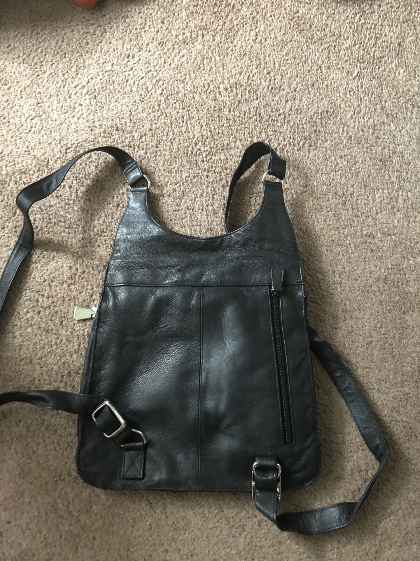 Genuine Leather Black Backpack Purse NWOT