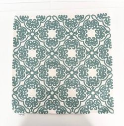 ONE 18" x 18 Embroidered Aqua Blue Throw Pillow COVER