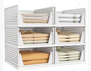 Stackable Plastic Closet Storage Bins Set