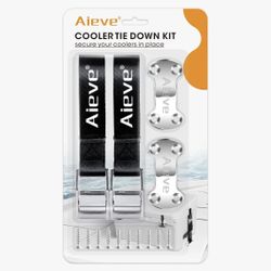 Aieve Cooler Tie Down Straps Kit - Ice Chest Lock Bracket - Cooler Accessories 