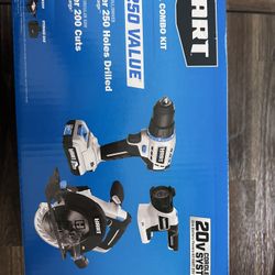 HART HPCK321B 20V 3-Tool Combo Kit, Drill, 6-1/2" Circular Saw, and LED Light 1 Each