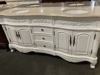 72” Double Vanity Bathroom Sink Cabinet Victorian Style 