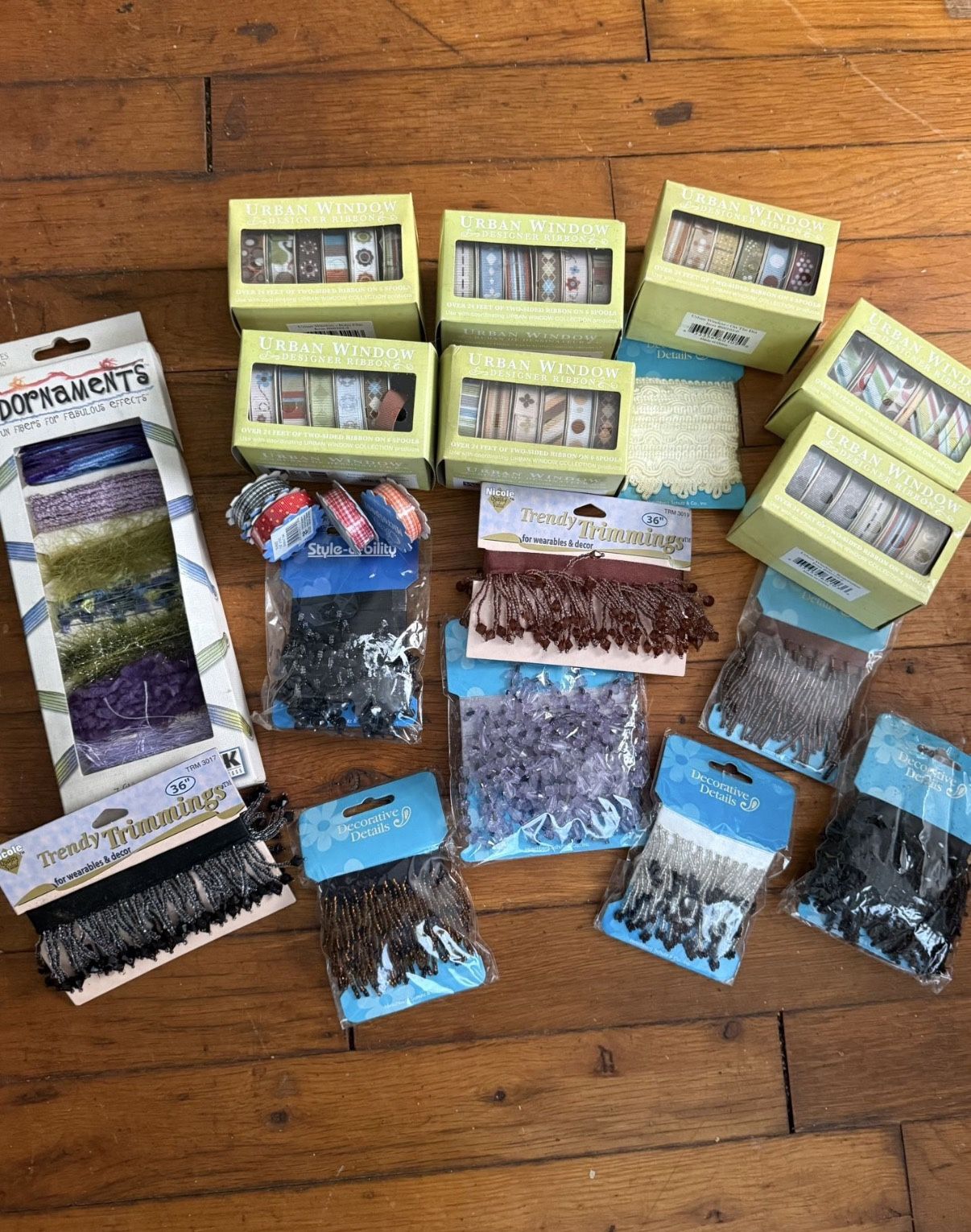 HUGE Lot Of Designer Ribbons, Fibers, & Ribbons With Beads For Arts & Crafts