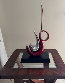 Abstract Red and Silver Decorative Sculpture