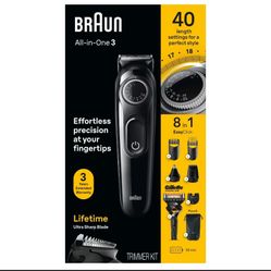 Braun Series 3 All-in-One 8-in-1 Electric Beard Trimmer Kit & Razor AIO3470 -New