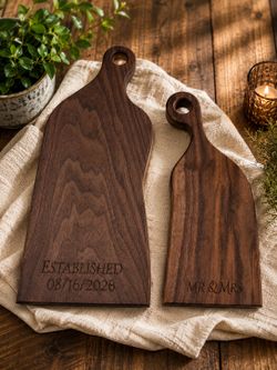 Personalized Walnut Charcuterie Board Set | Wedding Keepsake Serving Board Set