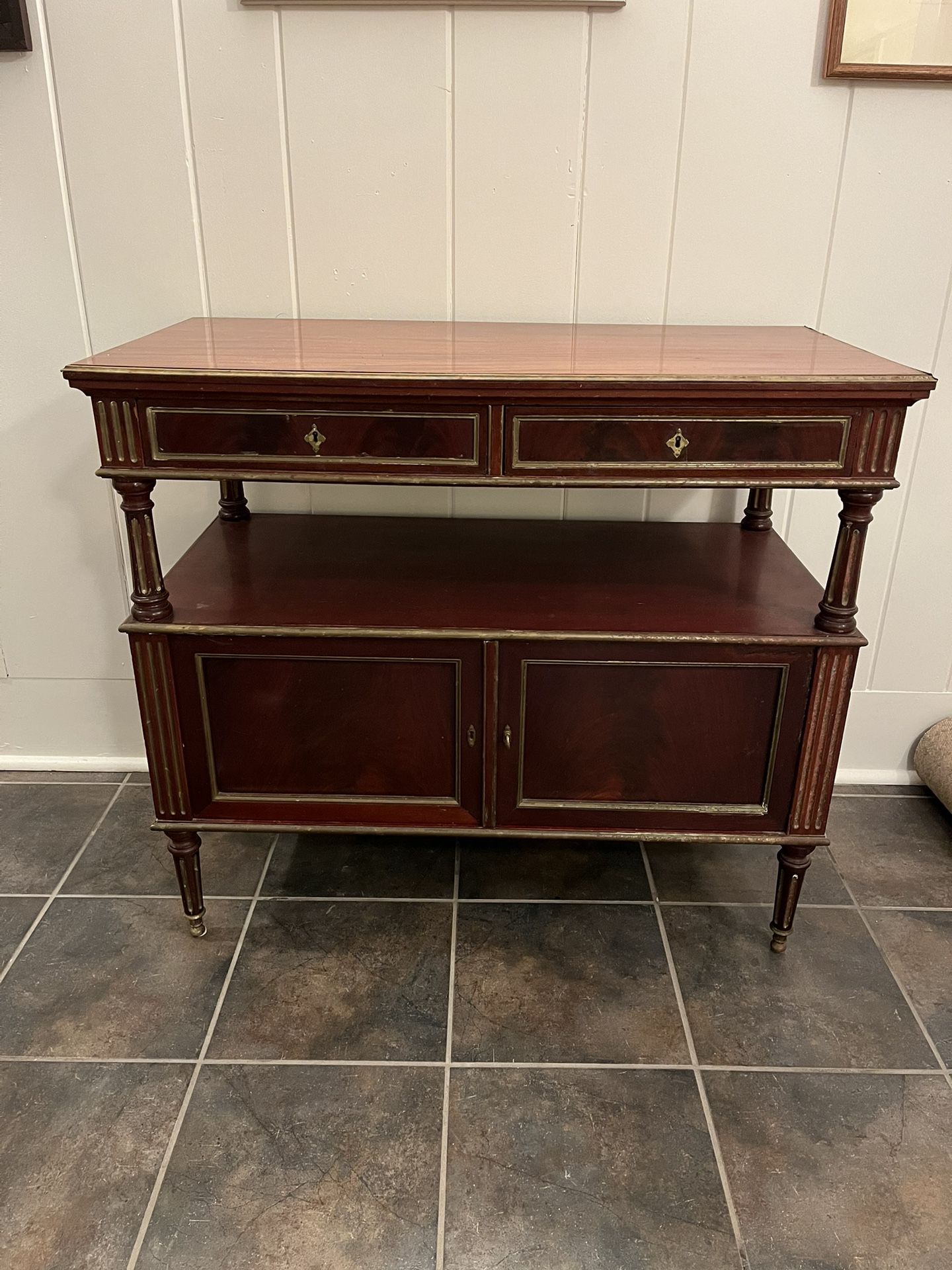 Antique Vintage Solid Mahogany Directoire Empire Style Cabinet Sideboard