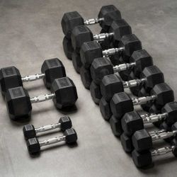 rubber hex dumbbell set