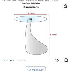 Fab Glass and Mirror Side Coffee Table, 18 in, White.. 2 Coffee Table Available . The Price For Each . New In The Box 
