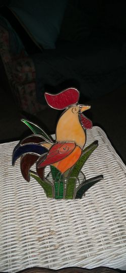 Stained Glass Rooster Candle Holder