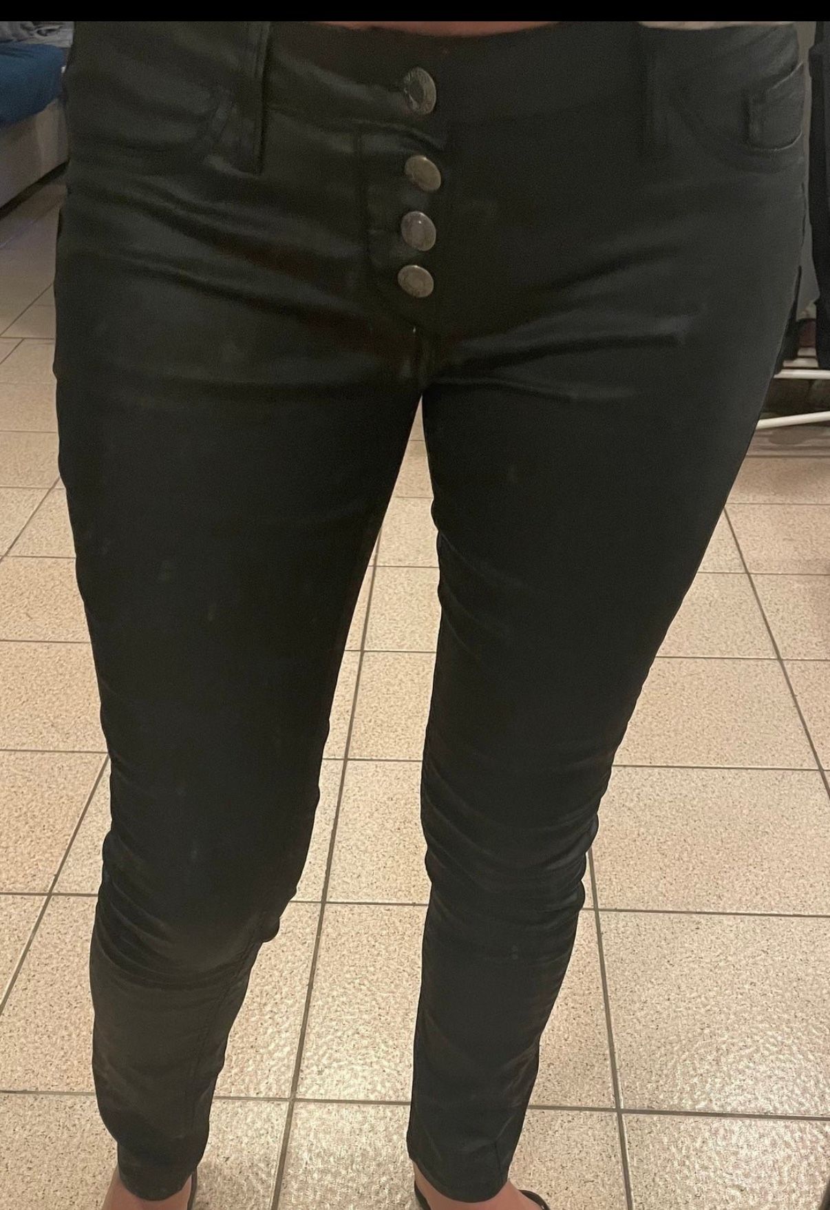 Venus Black Waxy Trouser With Bottoms