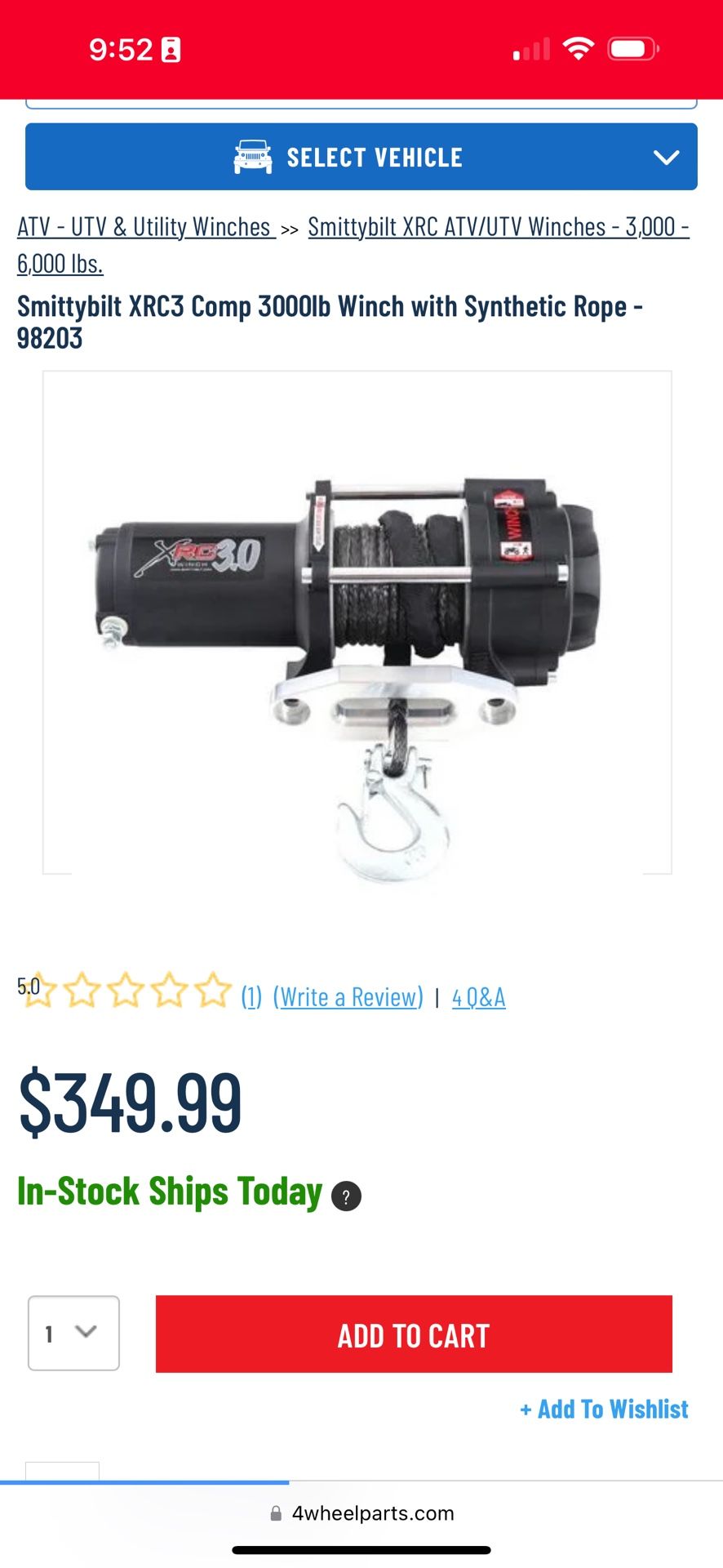 Smittybilt Xrc 3.0/4.0 98203 Winch