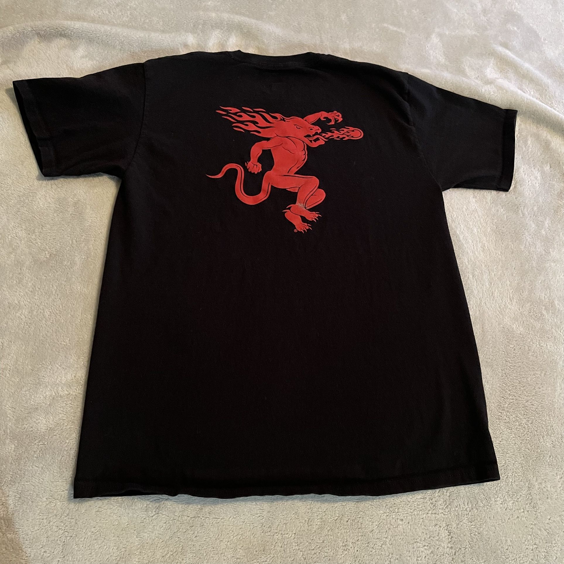 Fireball Shirt Men Medium Black Dragon Breathing Graphic Streetwear Lightweight