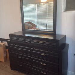 Modern dark  wood dresser with mirror