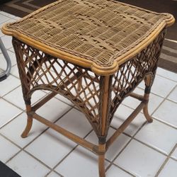 End Table Bamboo Wicker Rattan 