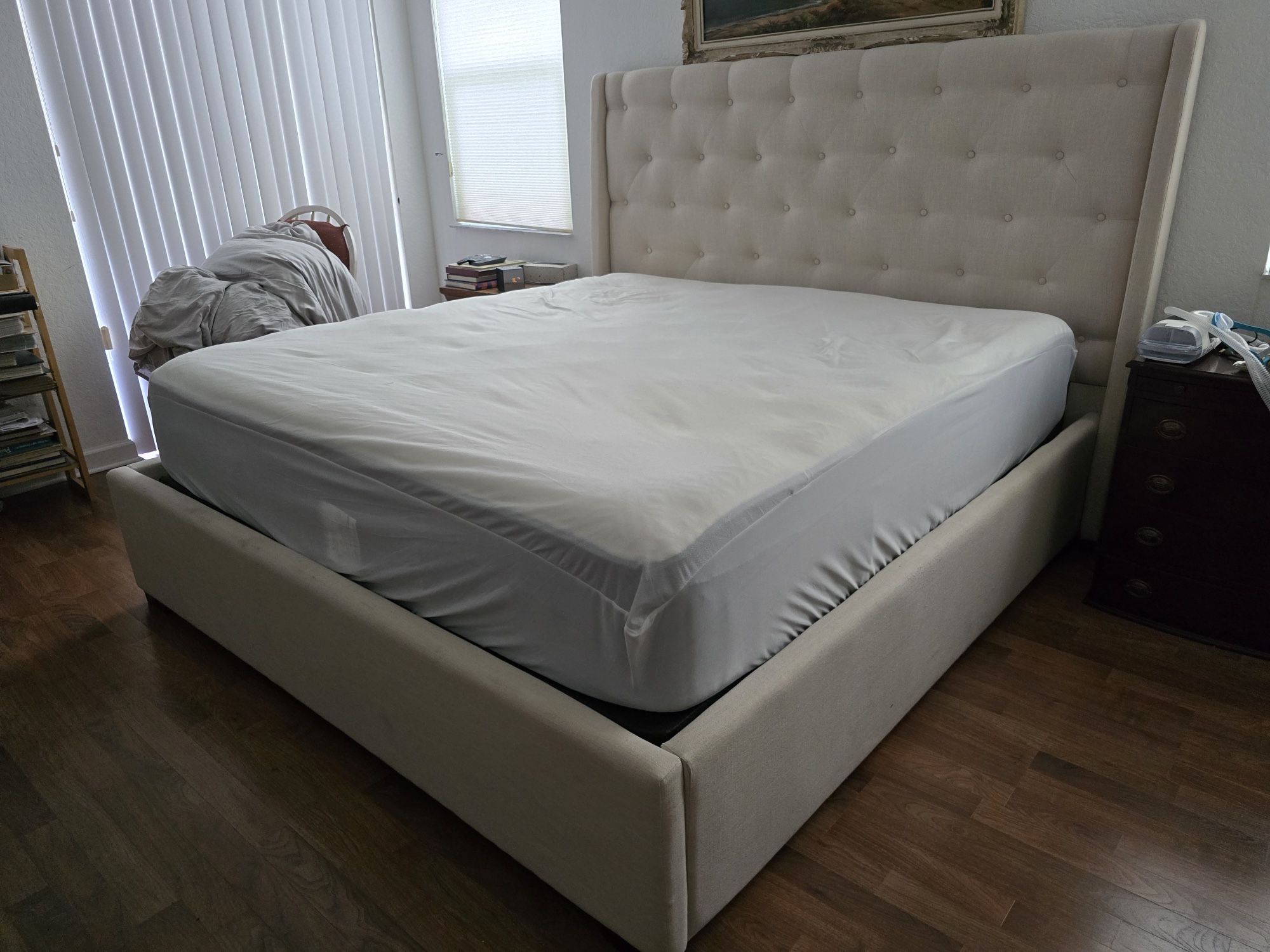 White Upholstered King Size Bed Frame