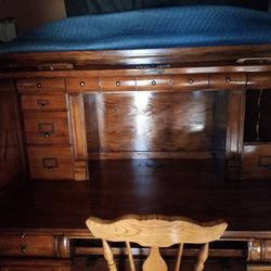 Solid Wood Roll Top Desk For Sale