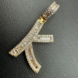 14k yellow gold 0.8 CTW diamond letter K pendant charm